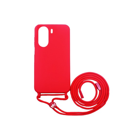 Silicone Case with String for Xiaomi Redmi 13C/Poco C65 Red